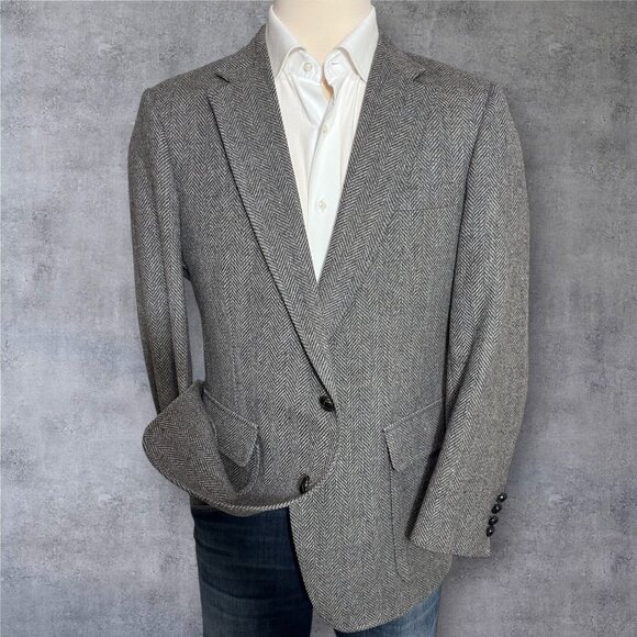 Haggar Vintage Men’s 44R Tweed Wool Blazer Sport Coat 2 Button Jacket USA - Picture 1 of 10